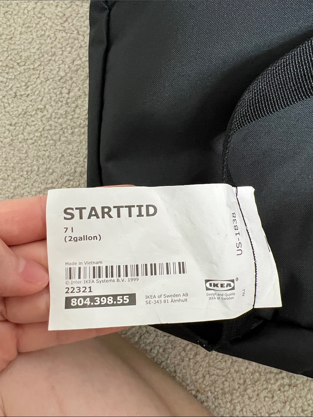 IKEA Black Minimalist Men's Backpack with Front Pocket - Picture 2 of 11